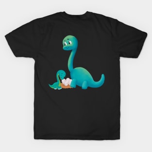 Dinosaur Mom with Baby and Dino Eggs T-Shirt